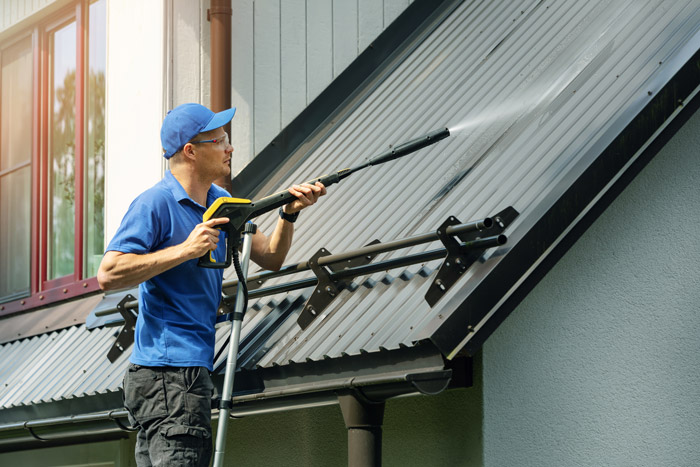 Cleaning house metal roof