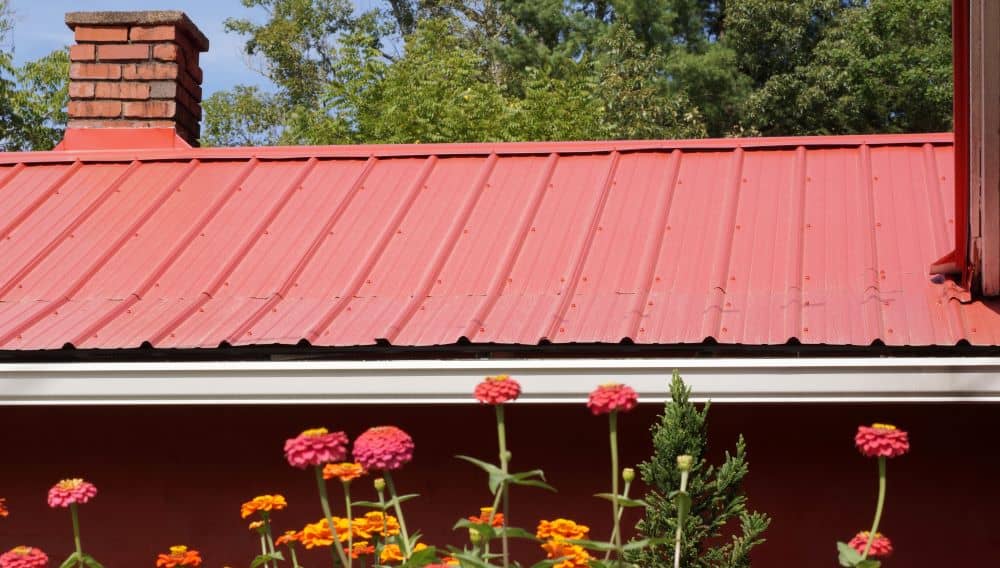 Red metal roof.