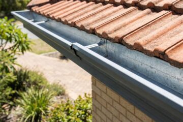 Close-up of clean roof gutters on a Perth suburban home after gutter cleaning.